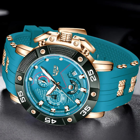 LIGE Men's Military Sports Watch with Silicone Strap Waterproof