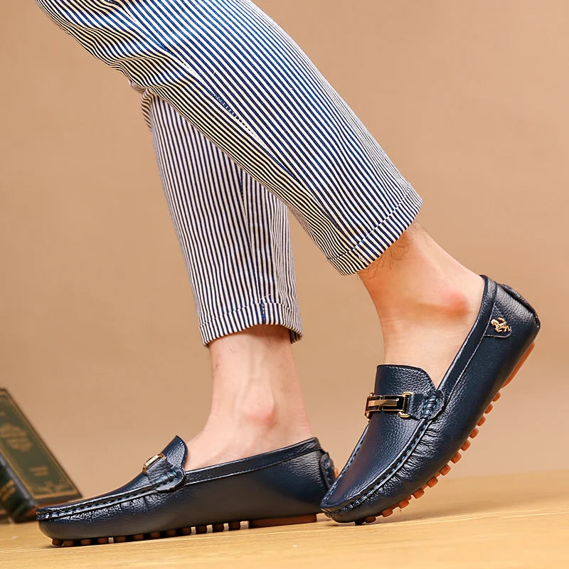 YRZL Men's Handmade Luxury Loafers PU Leather Flats Slip-on Shoes