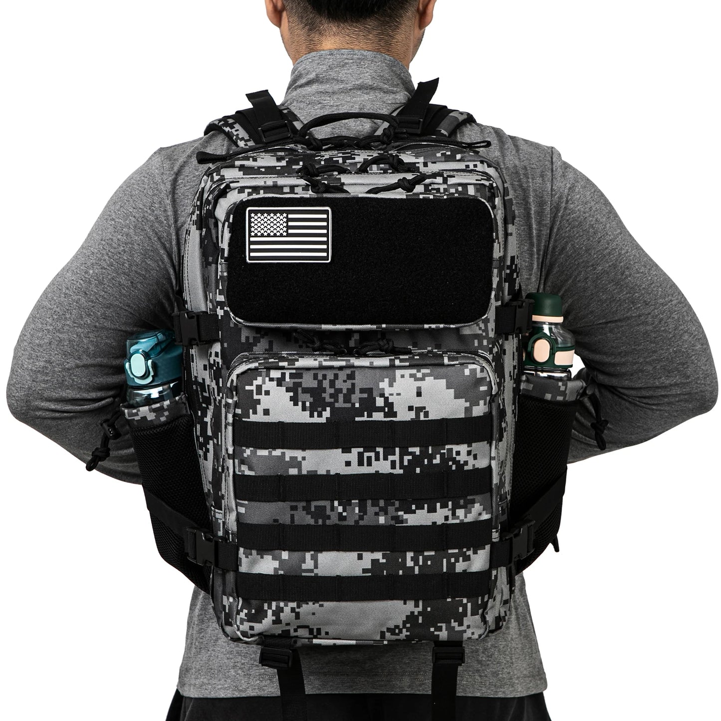 CHIROM SUPPLY Men's 50L Tactical Survival Backpack with Rucksack Bottle Holder.