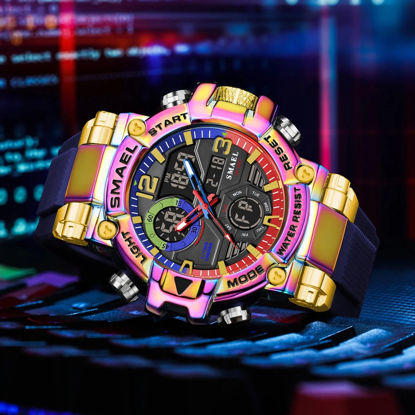 SMAEL 8110 Men's New Sports LED 50m Waterproof Digital Shockproof Electronic Wristwatch.