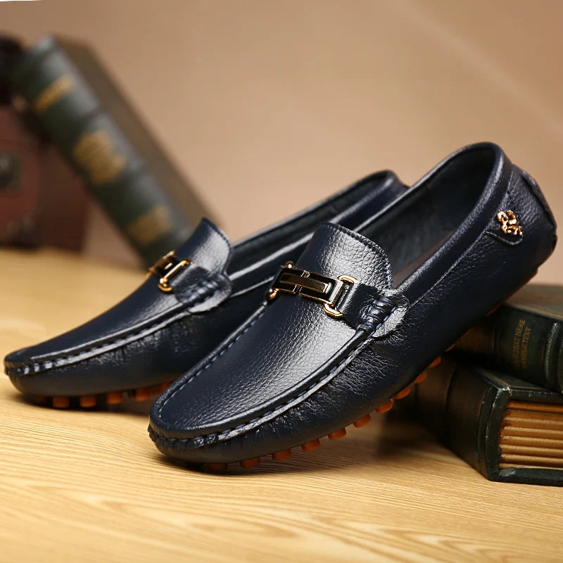 YRZL Men's Handmade Luxury Loafers PU Leather Flats Slip-on Shoes
