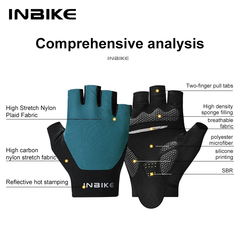 INBIKE Men's Padded Shock-Absorbing Summer Cycling Gloves