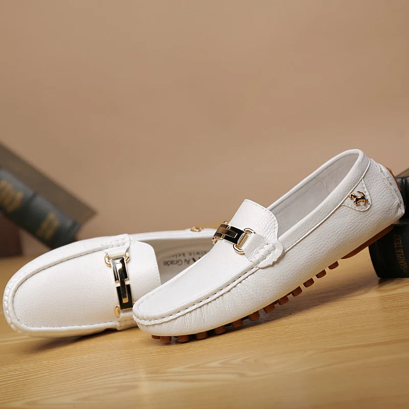 YRZL Men's Handmade Luxury Loafers PU Leather Flats Slip-on Shoes