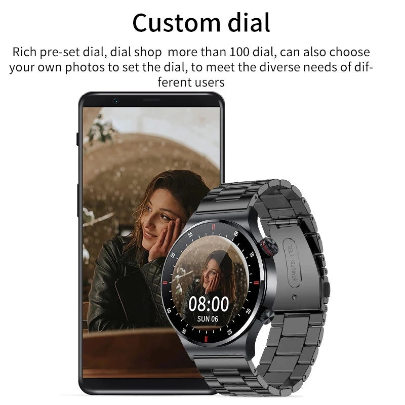 LIGE ECG+PPG Men's Waterproof Bluetooth Sport Smart Watch AMOLED NFC For Android & IOS