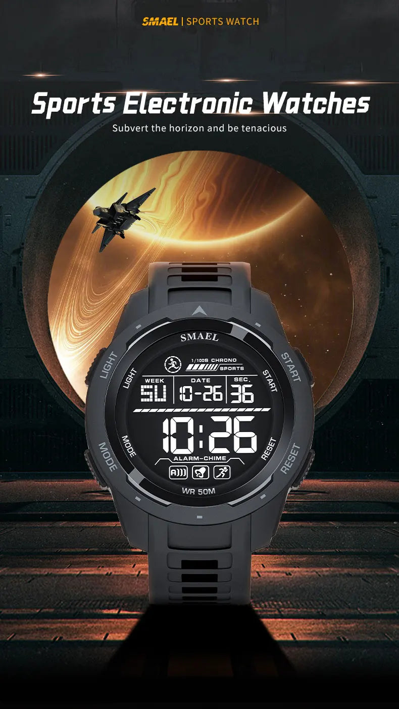 SMAEL Men's Digital LED Alarm Watch Waterproof