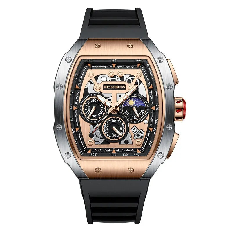 FOXBOX Men's Military Business Quartz Chronograph Wristwatch