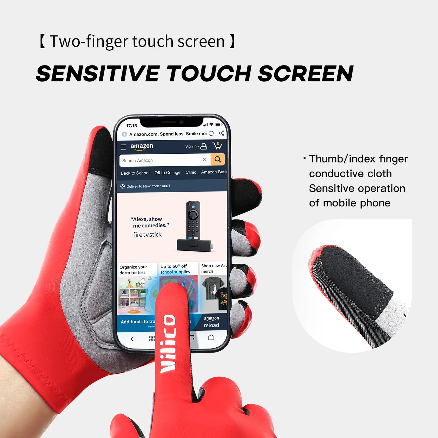 Vilico Men's Gel Touch Screen Sports+Cycling Gloves