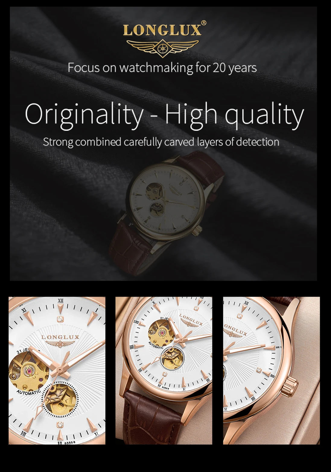 LONGLUX Elegant Men's Mechanical Wristwatch