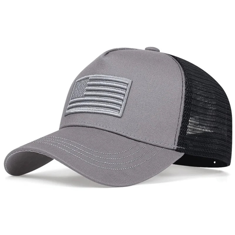 CHIROM SUPPLY Men's USA Flag Breathable Sport Trucker Snap On Hat