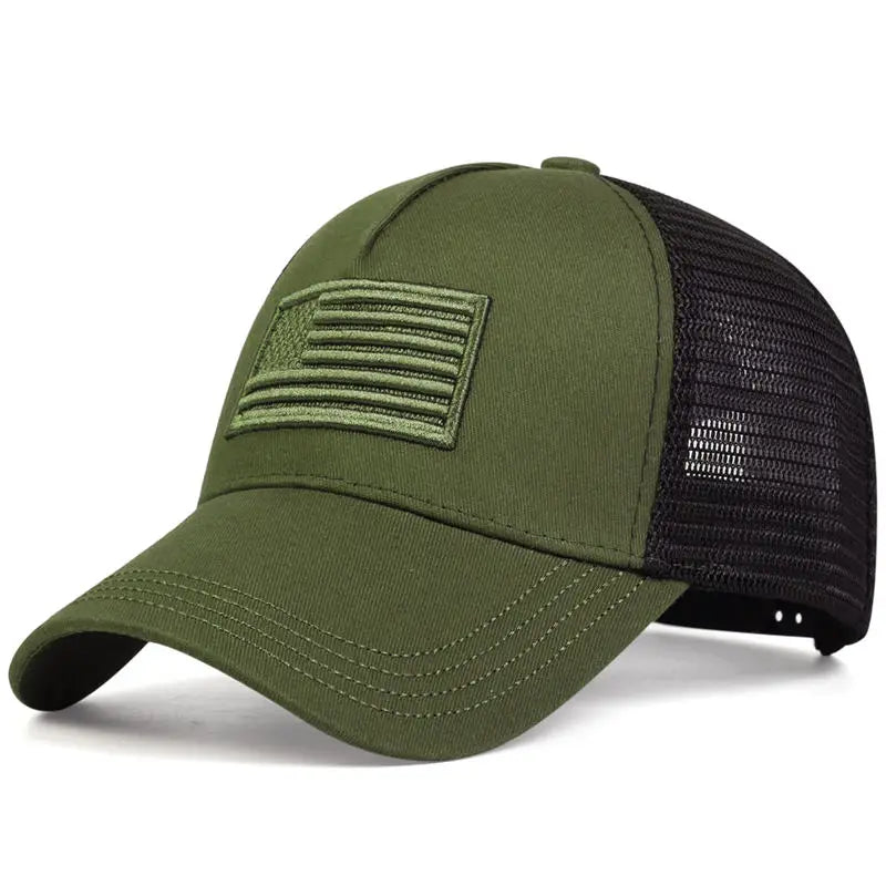 CHIROM SUPPLY Men's USA Flag Breathable Sport Trucker Snap On Hat