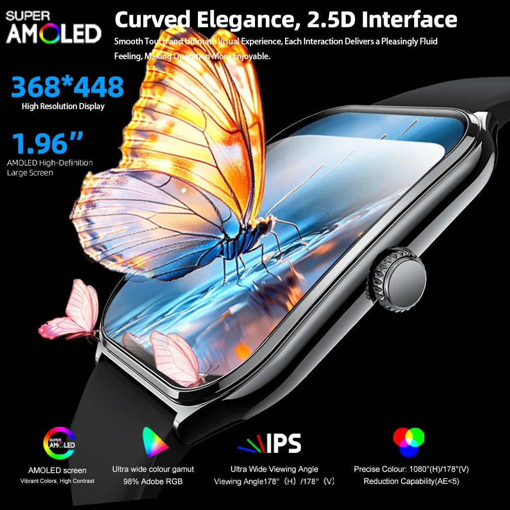 Ultra Thin 1.96" AMOLED 360 HD Men's Smartwatch