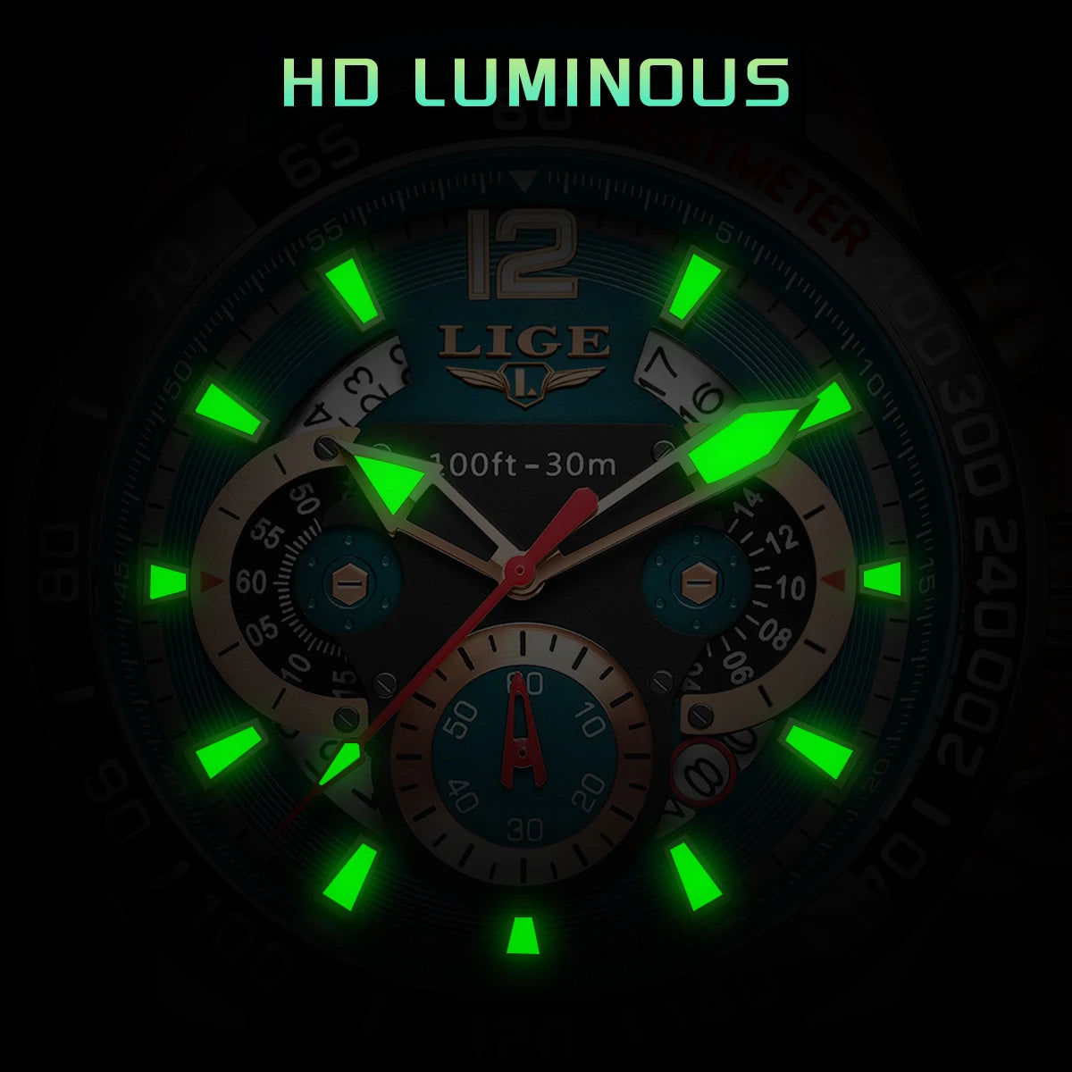 LIGE Luxury Fashion Quartz Men's Business Waterproof Luminous Sports Watch