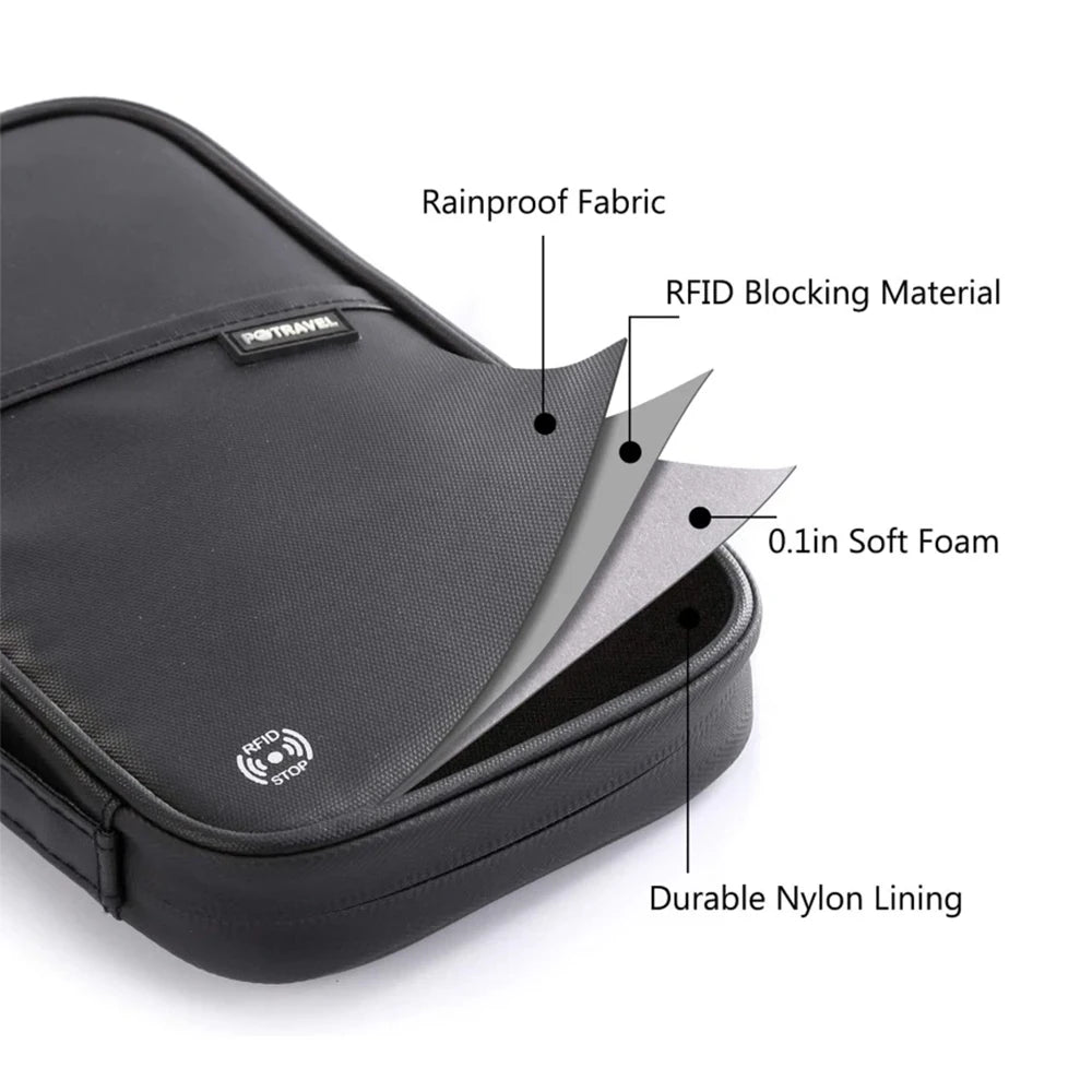 CHIROM SUPPLY Men's RFID Blocking Multi Functional Travel Document Passport and Wallet Case