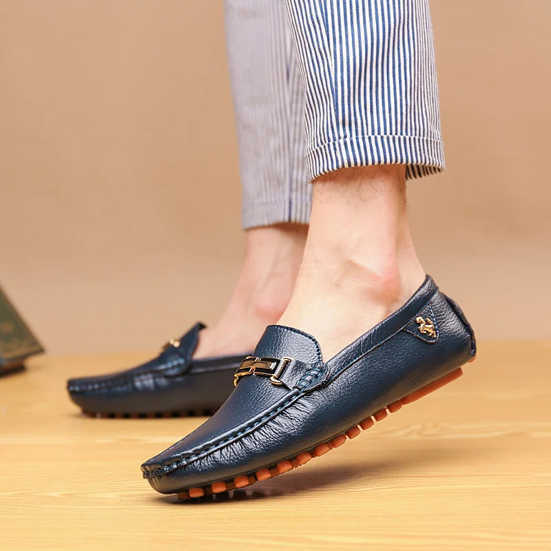 YRZL Men's Handmade Luxury Loafers PU Leather Flats Slip-on Shoes