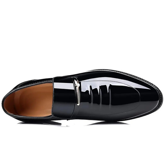 CHIROM SUPPLY Men's Black Oxford Dress Shoes High Gloss Loafers.