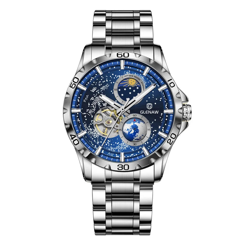 GLENAW Men's Automatic Luminous Stainless Steel Mechanical Watch