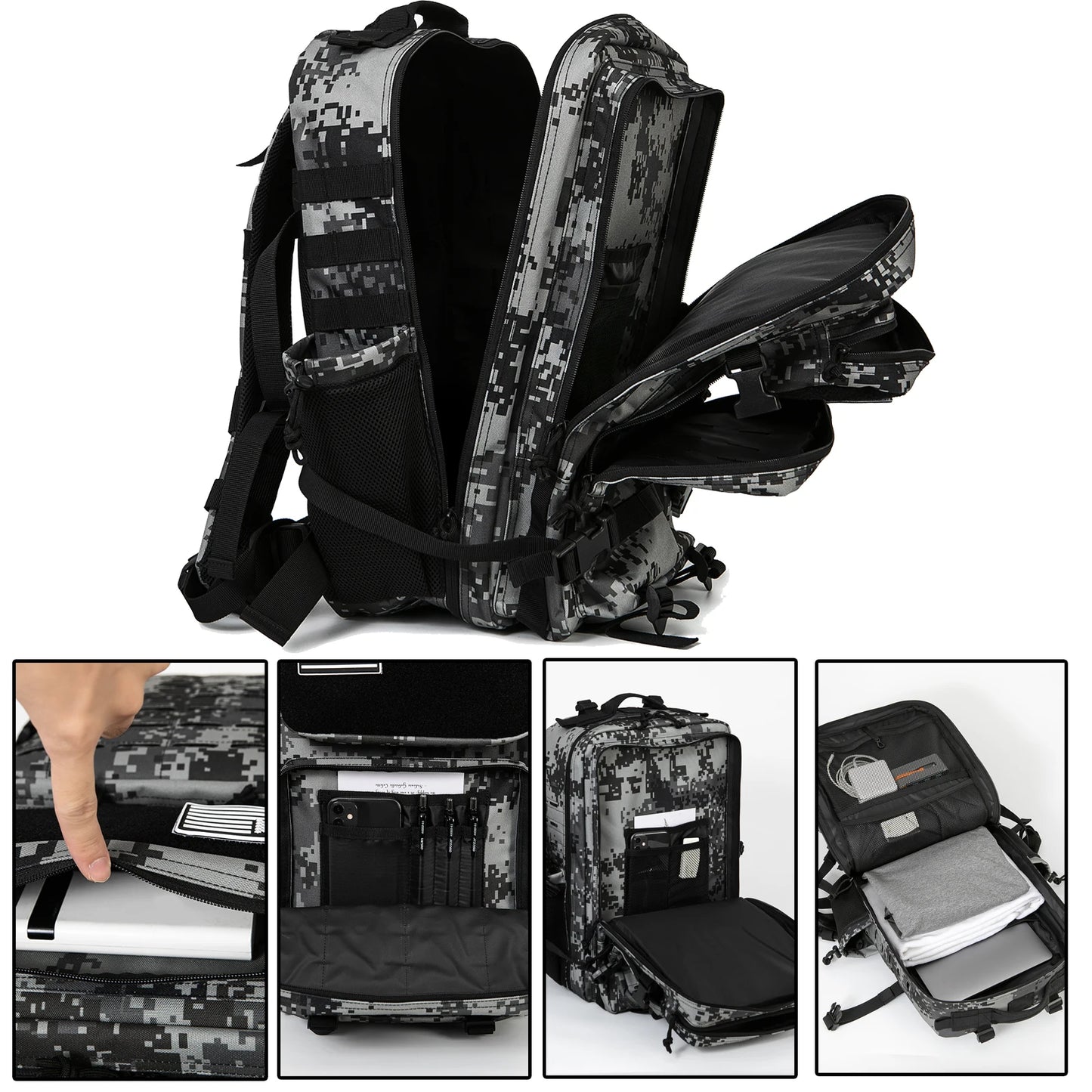 CHIROM SUPPLY Men's 50L Tactical Survival Backpack with Rucksack Bottle Holder.