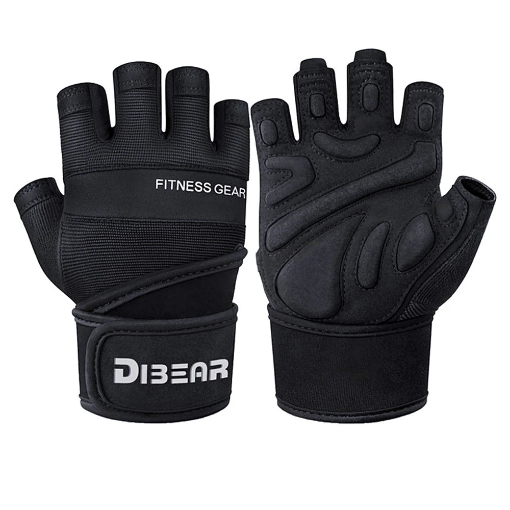 DiBear Men's Half Finger Bodybuilding/Weightlifting Dumbbell+Kettlebell Training Gloves