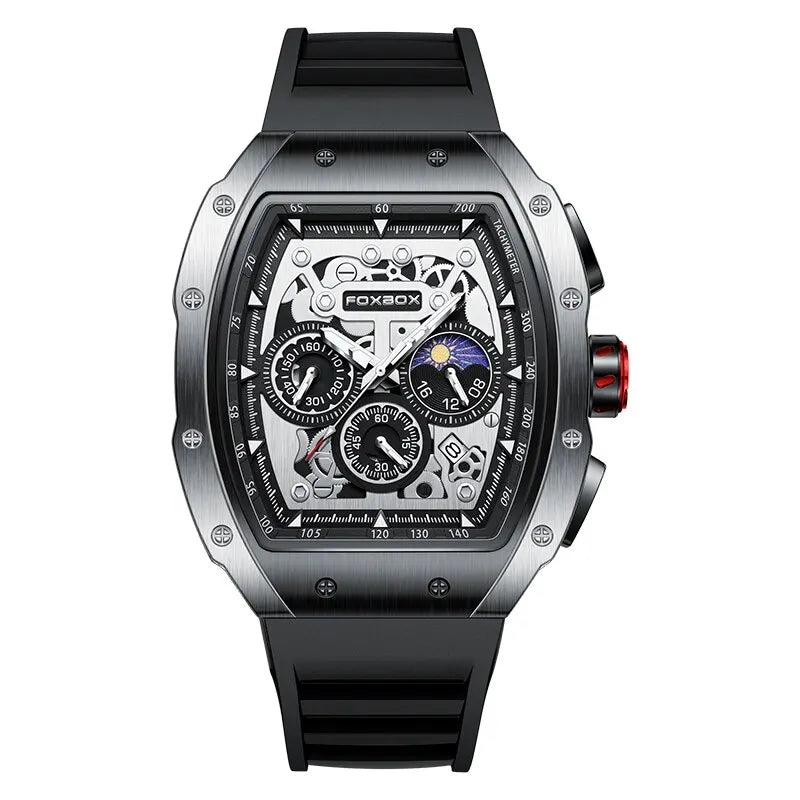 FOXBOX Men's Military Business Quartz Chronograph Wristwatch