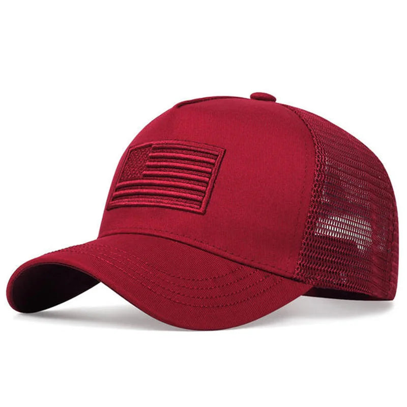 CHIROM SUPPLY Men's USA Flag Breathable Sport Trucker Snap On Hat