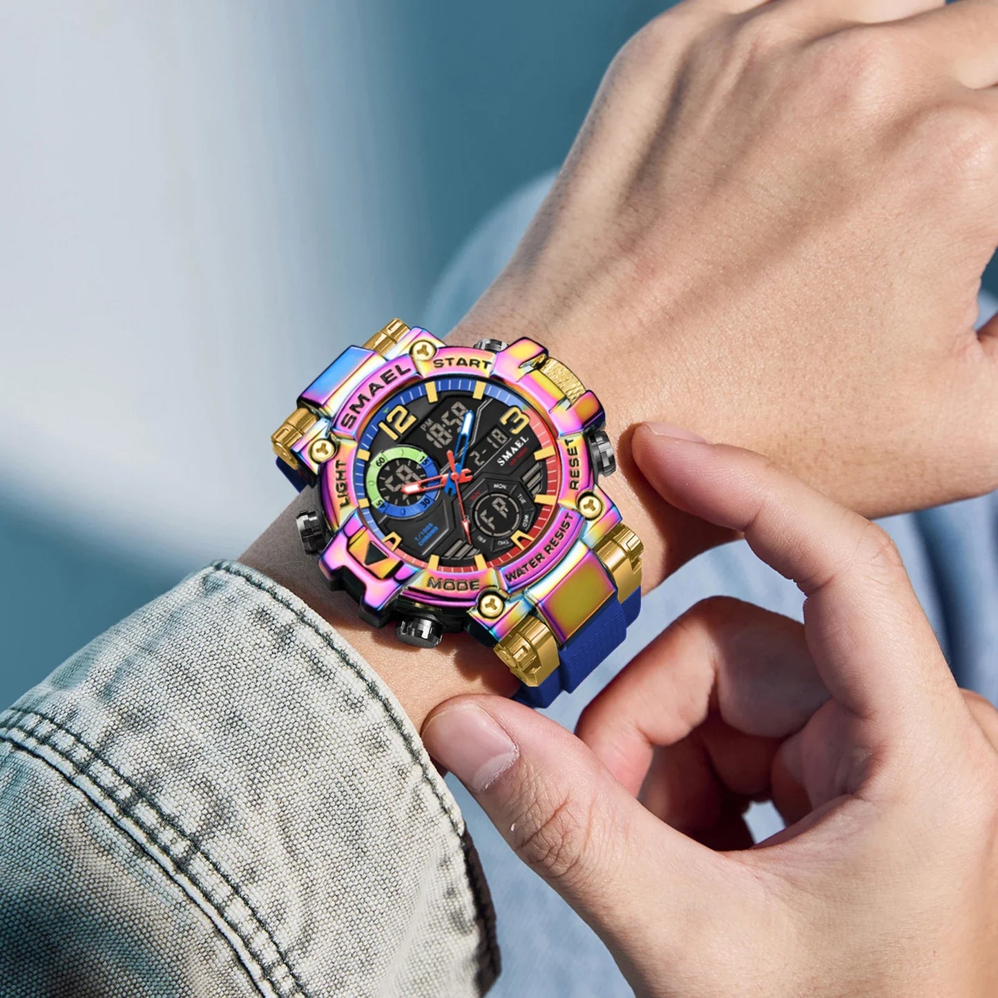 SMAEL 8110 Men's New Sports LED 50m Waterproof Digital Shockproof Electronic Wristwatch.