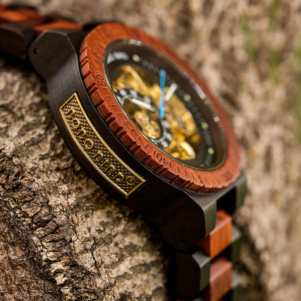 BOBO BIRD Men's Wooden Mechanical Luxury Wristwatch