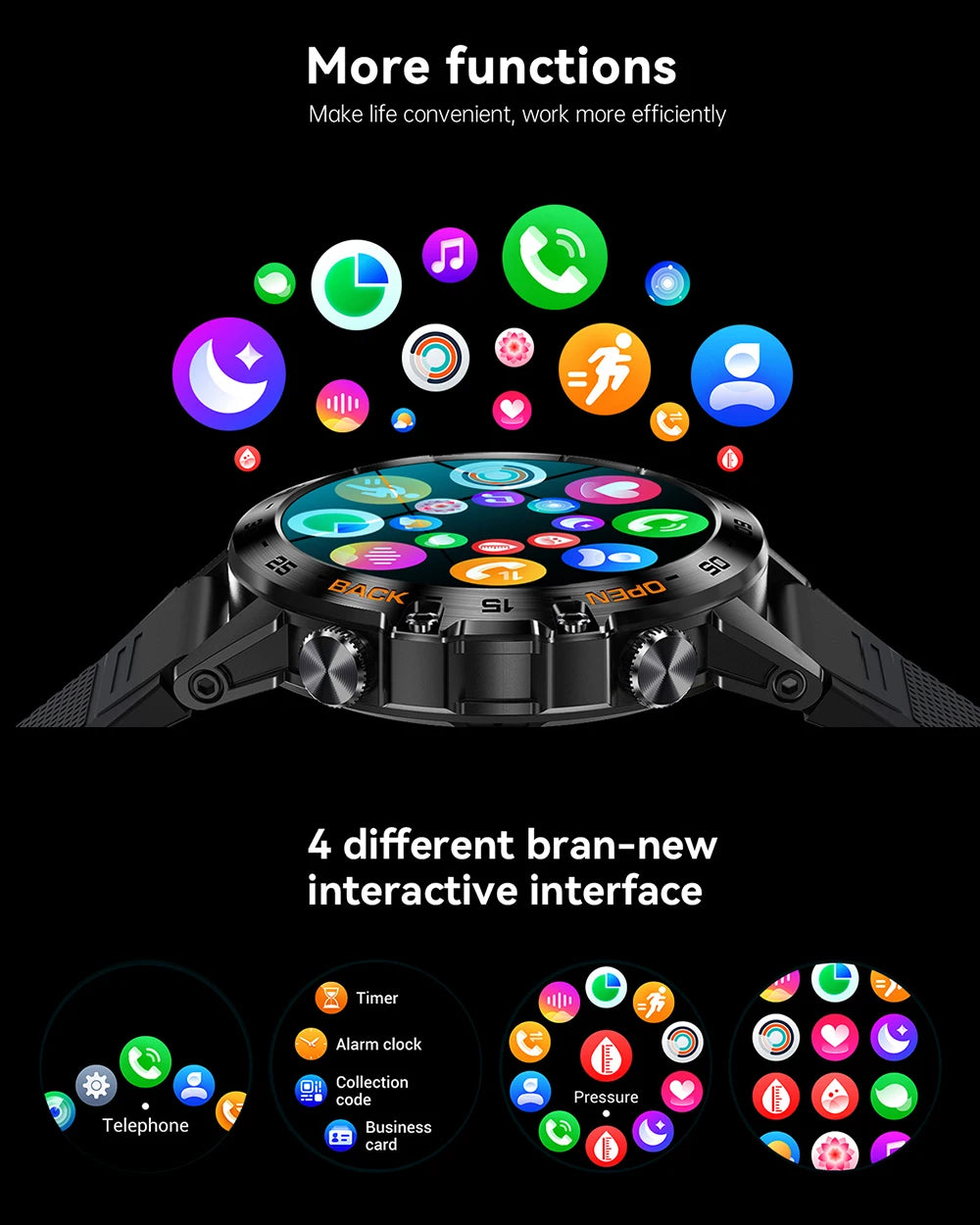 MEVADEN Men's Steel 1.39 Sports Waterproof Smart Watch with Call/Bluetooth+Fitness Tracker+IP67 For Android+IOS
