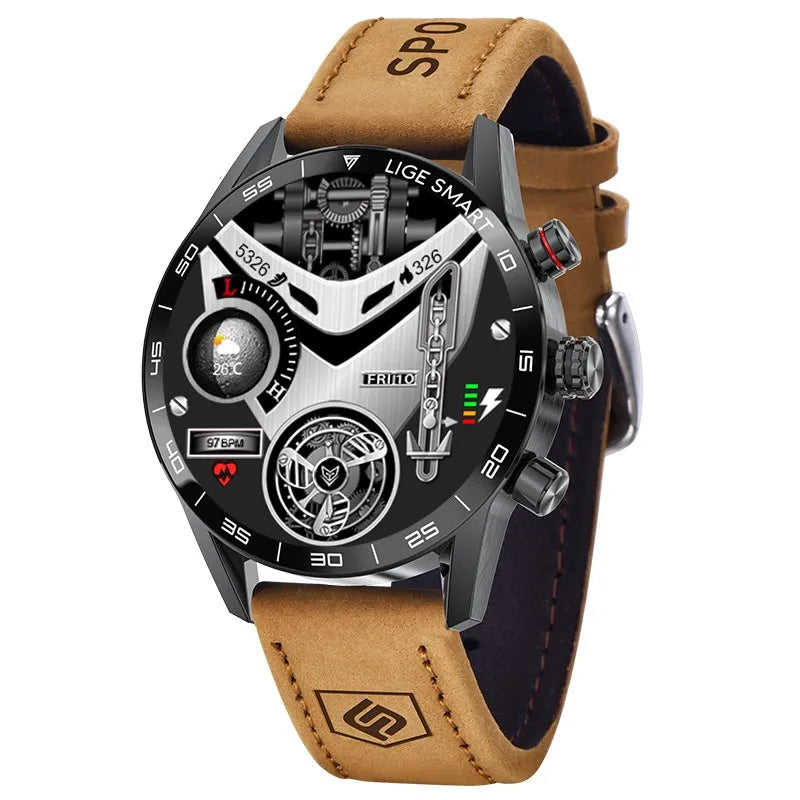 LIGE Men's Rugged Military GPS SmartWatch with HD Screen, Heart Rate, and Bluetooth