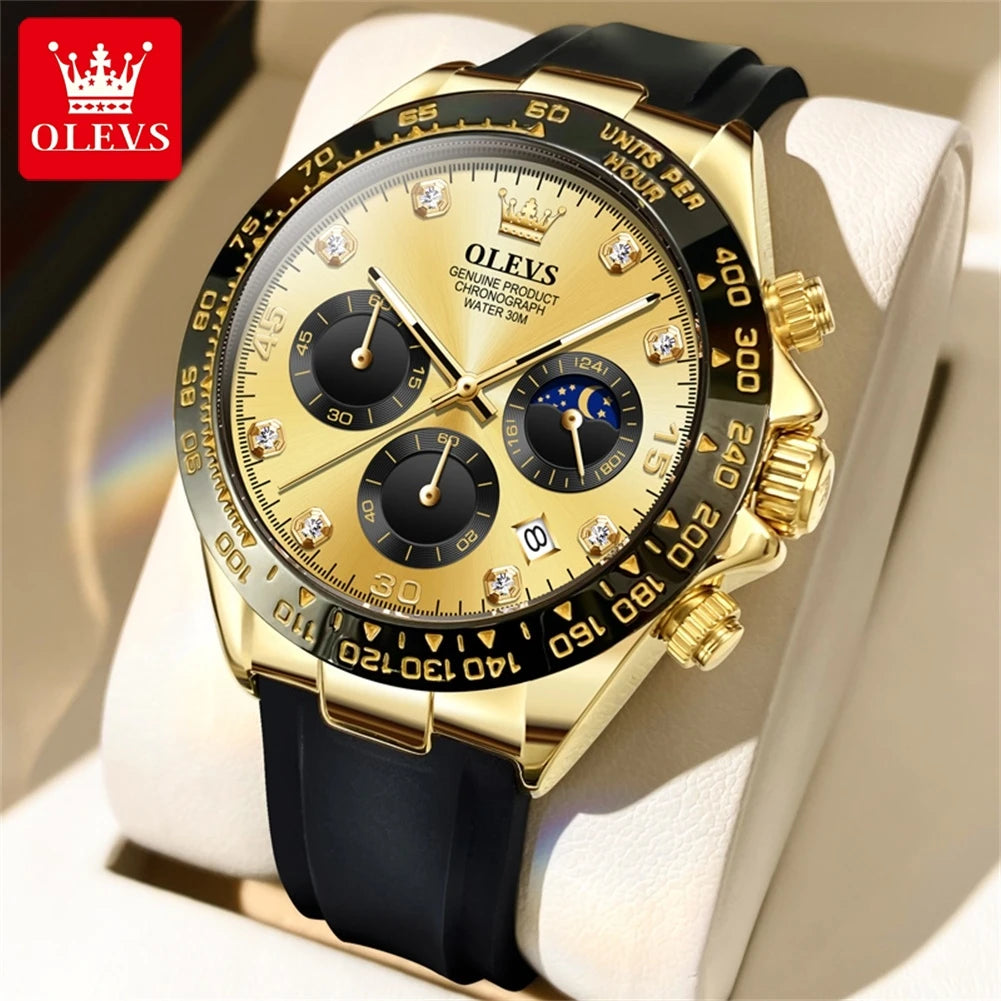 OLEVS Men's Luxury Sport Silicone Watch Chronograph Multifunction Waterproof