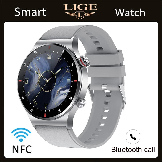 LIGE ECG+PPG Men's Waterproof Bluetooth Sport Smart Watch AMOLED NFC For Android & IOS