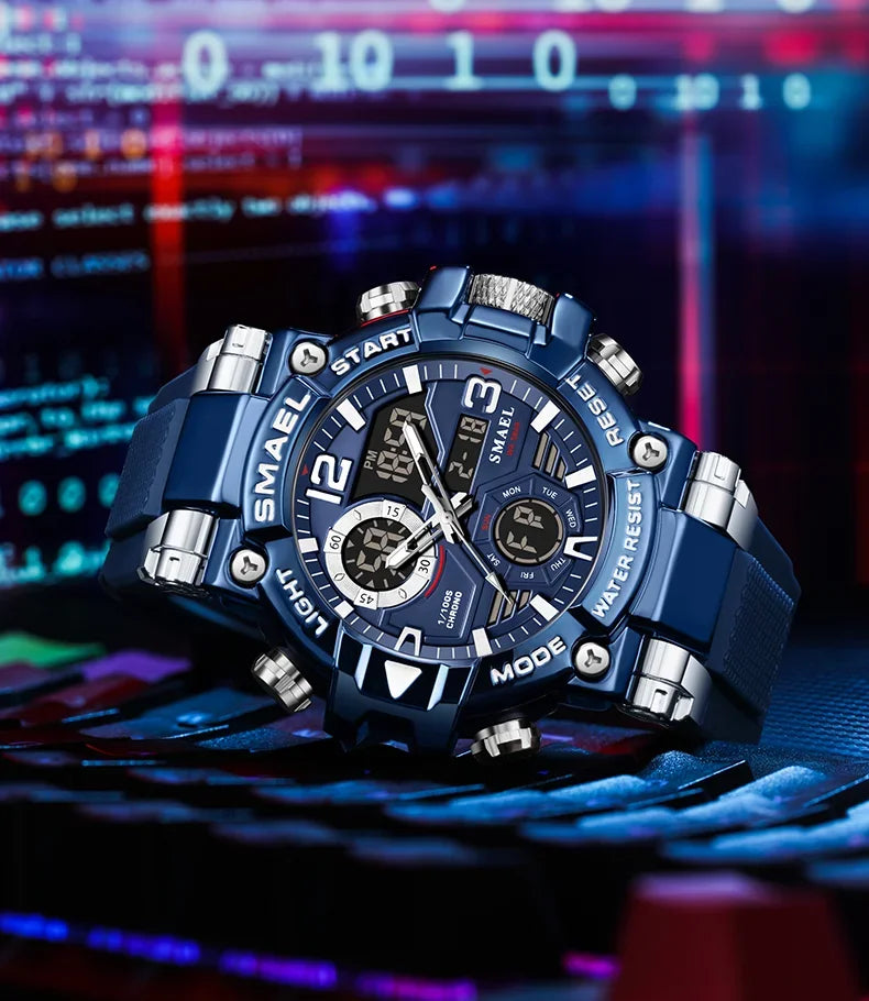 SMAEL 8110 Men's New Sports LED 50m Waterproof Digital Shockproof Electronic Wristwatch.