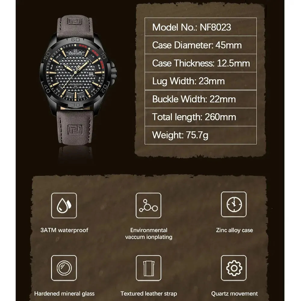 NAVIFORCE Men's Casual Military Quartz Sports Waterproof Wrist-Watch