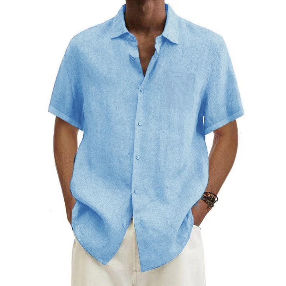 CHIROM SUPPLY Men's Cotton Short-Sleeved Button-Down Beach Shirts