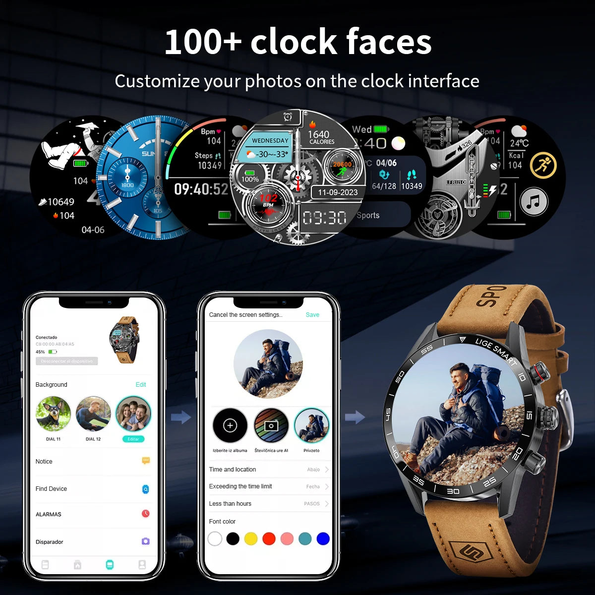 LIGE Men's Rugged Military GPS SmartWatch with HD Screen, Heart Rate, and Bluetooth