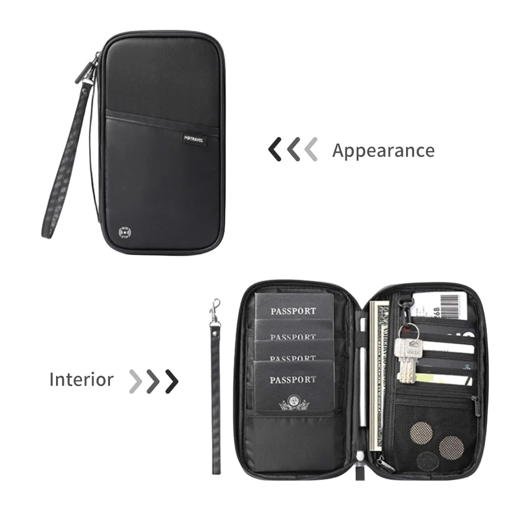 CHIROM SUPPLY Men's RFID Blocking Multi Functional Travel Document Passport and Wallet Case