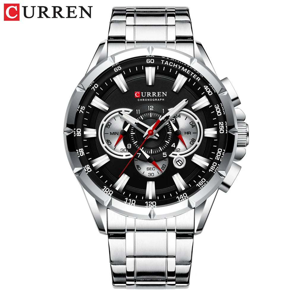 CURREN Men's Casual Sport Chronograph Stainless Steel Wristwatch Luminous