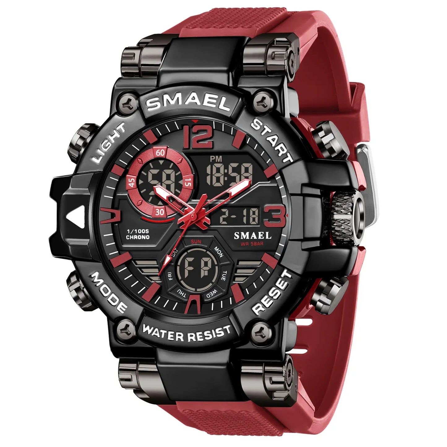 SMAEL 8110 Men's New Sports LED 50m Waterproof Digital Shockproof Electronic Wristwatch.