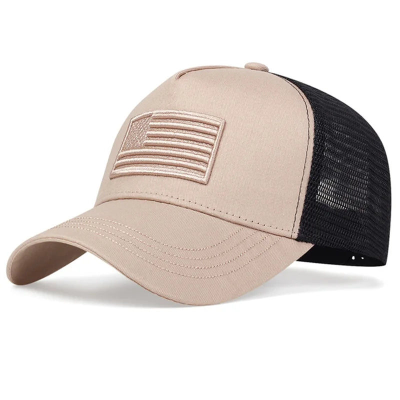 CHIROM SUPPLY Men's USA Flag Breathable Sport Trucker Snap On Hat