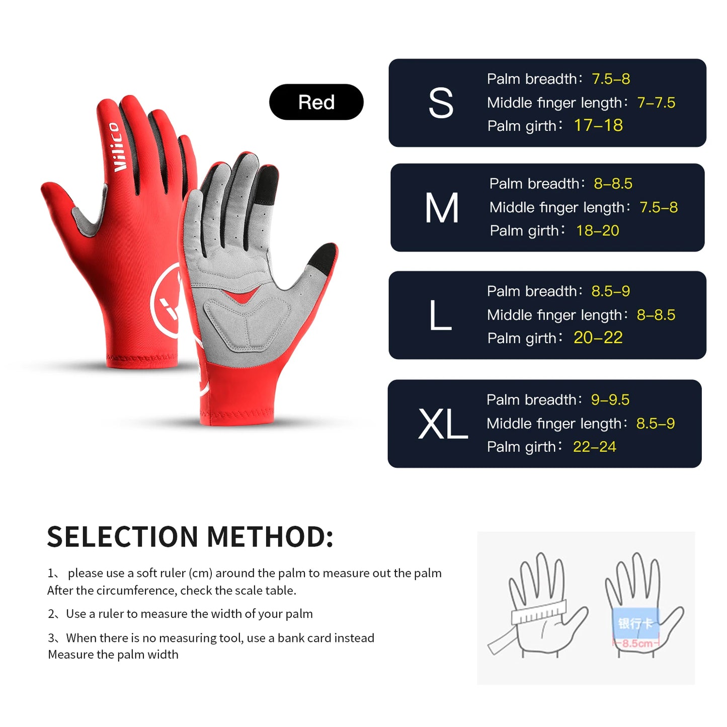 Vilico Men's Gel Touch Screen Sports+Cycling Gloves