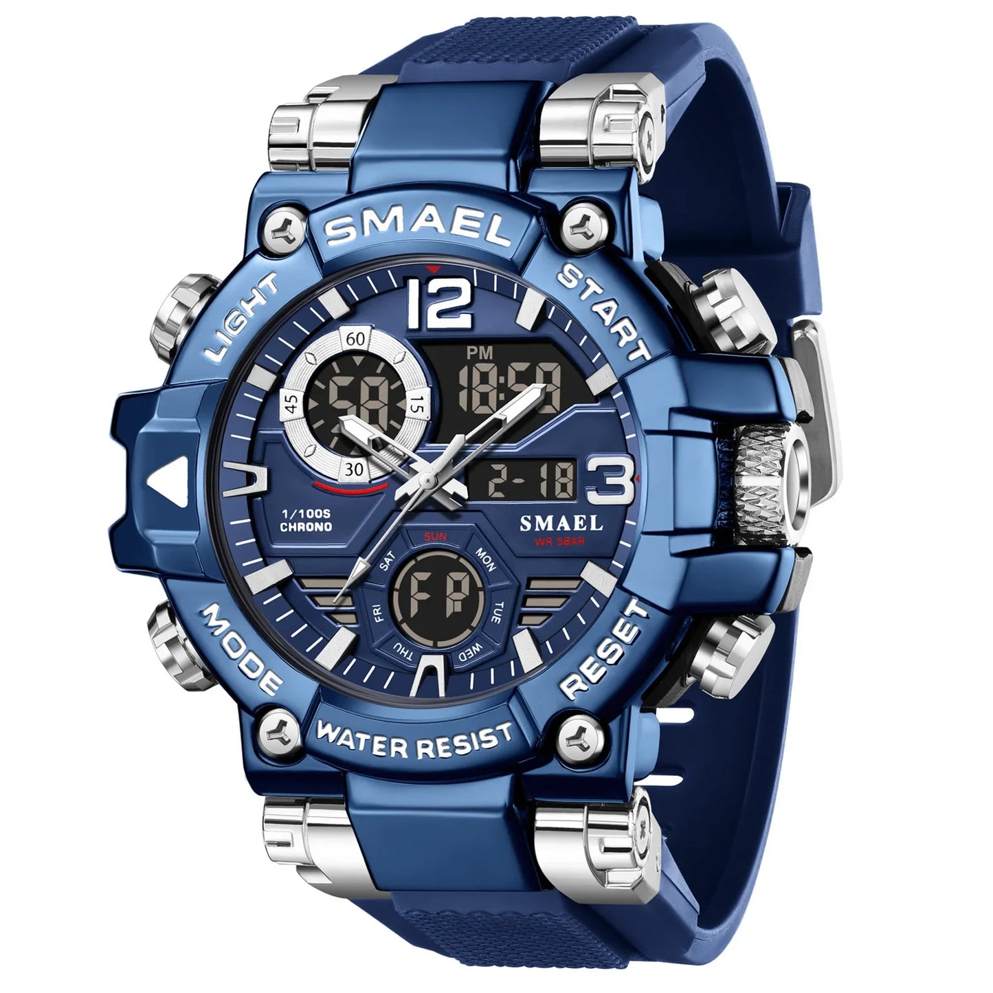 SMAEL 8110 Men's New Sports LED 50m Waterproof Digital Shockproof Electronic Wristwatch.