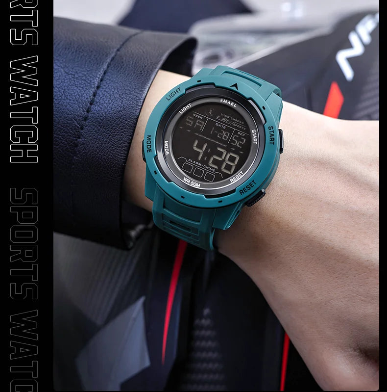 SMAEL Men's Digital LED Alarm Watch Waterproof