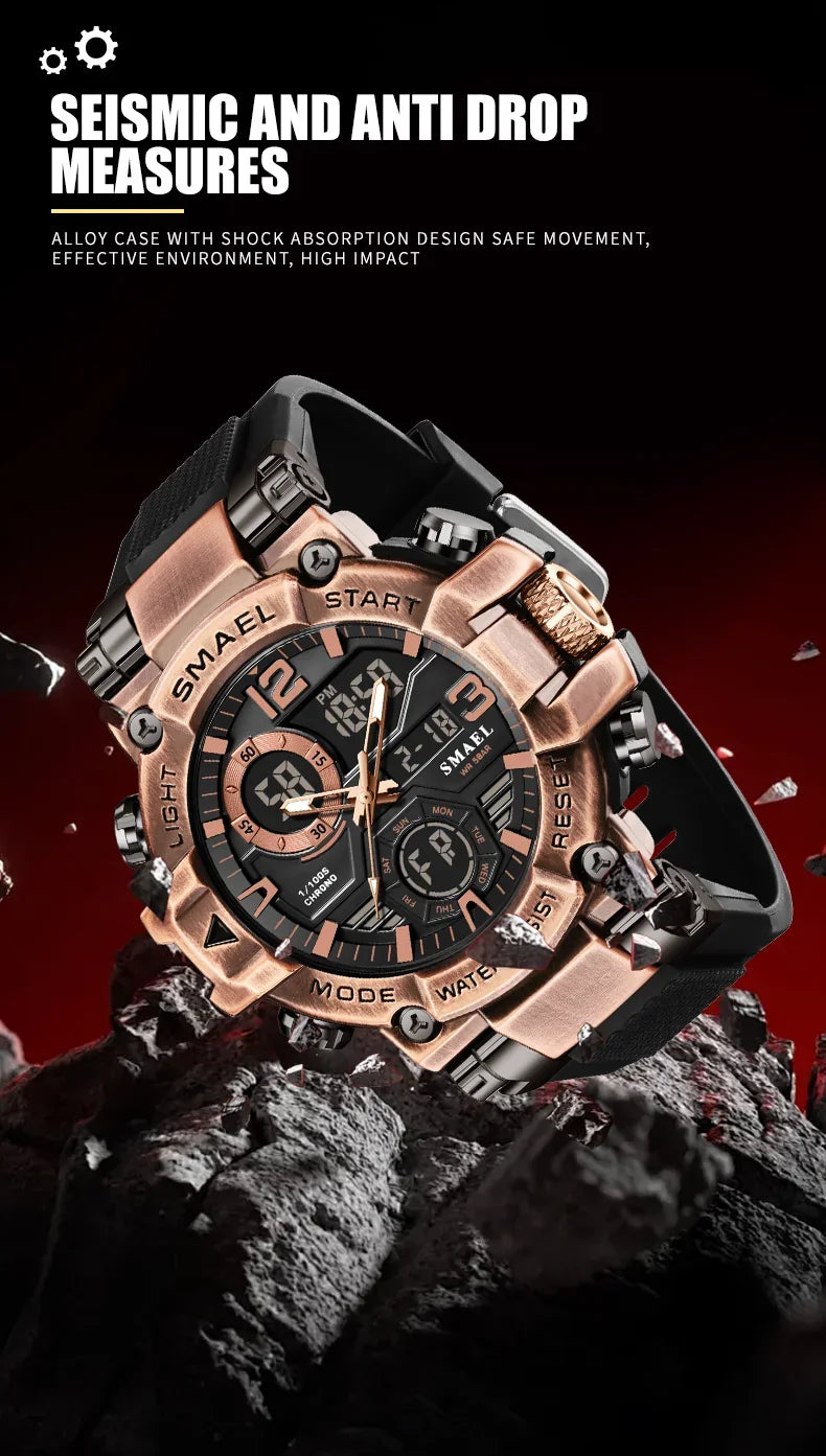 SMAEL 8110 Men's New Sports LED 50m Waterproof Digital Shockproof Electronic Wristwatch.