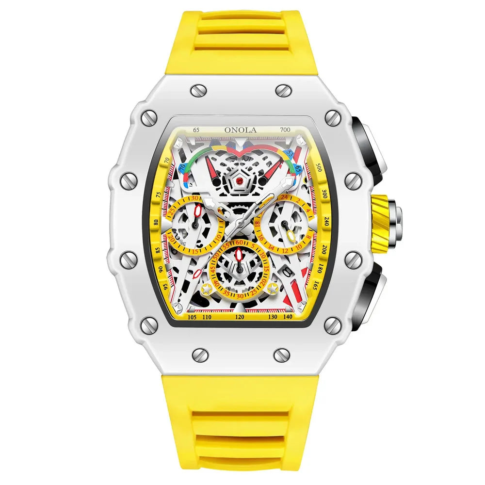 ONOLA Men's Luxury Silicone Sports Wristwatch Waterproof