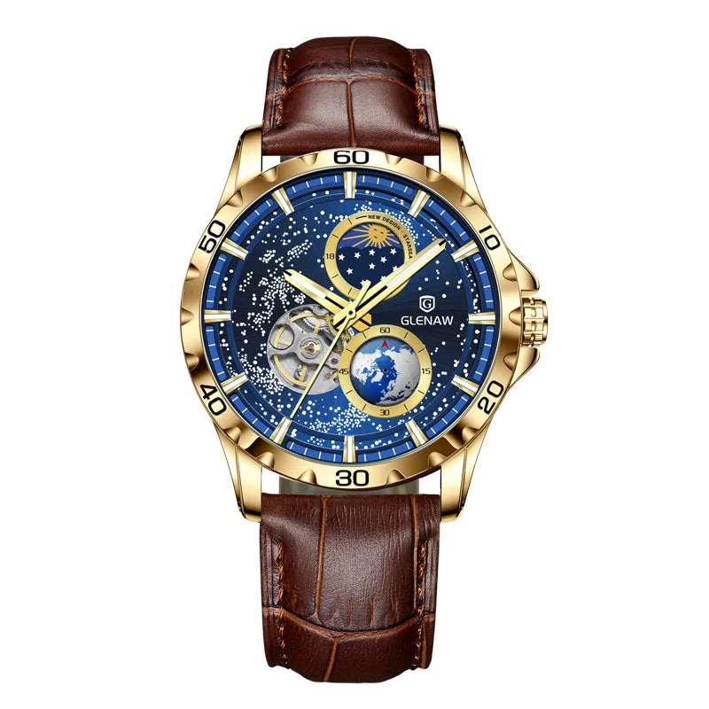 GLENAW Men's Automatic Luminous Stainless Steel Mechanical Watch