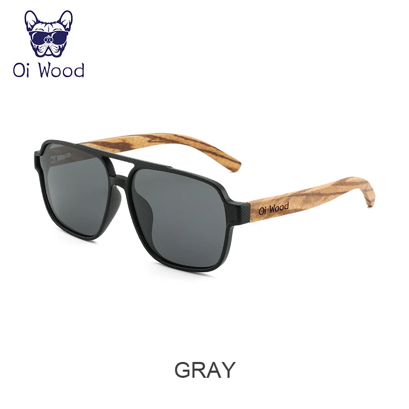 Oi Wood Men's Eco-Friendly Polarizing Sunglasses+UVA&B Protection