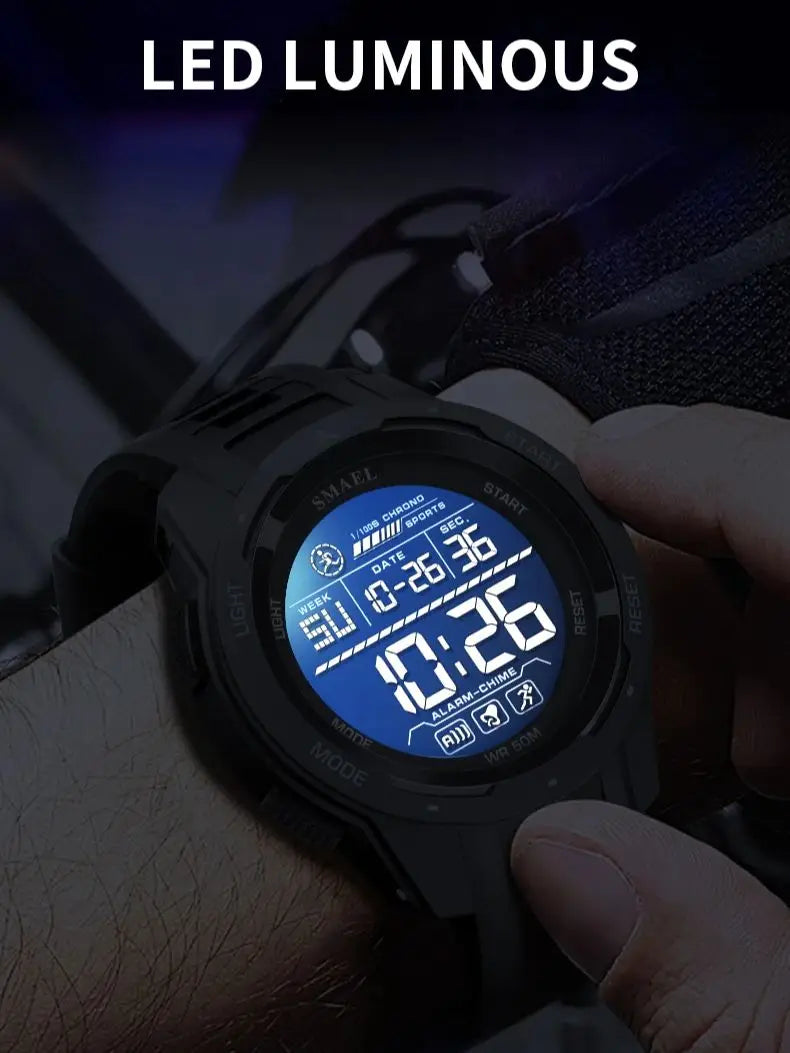 SMAEL Men's Digital LED Alarm Watch Waterproof