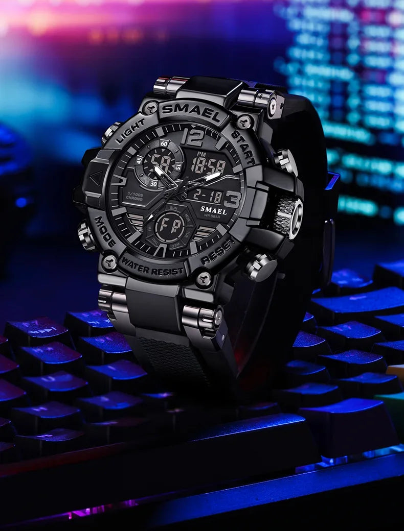 SMAEL 8110 Men's New Sports LED 50m Waterproof Digital Shockproof Electronic Wristwatch.