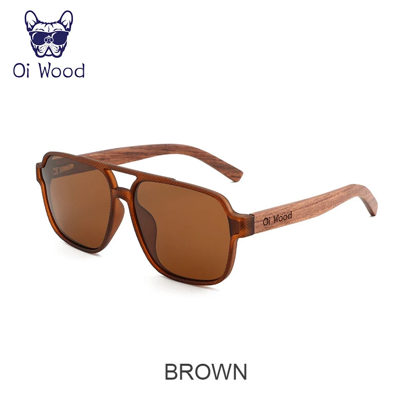 Oi Wood Men's Eco-Friendly Polarizing Sunglasses+UVA&B Protection