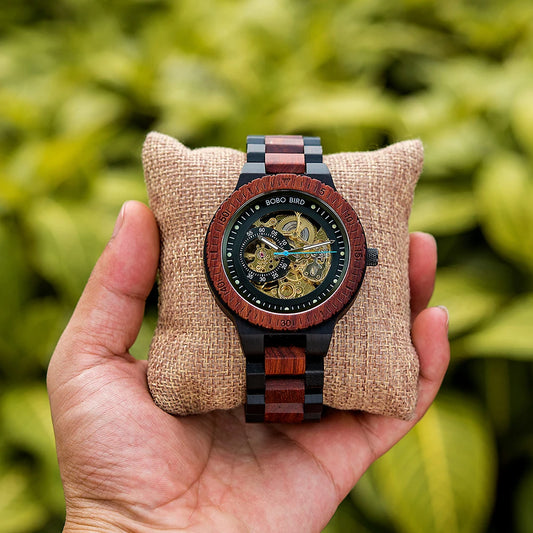 BOBO BIRD Men's Wooden Mechanical Luxury Wristwatch