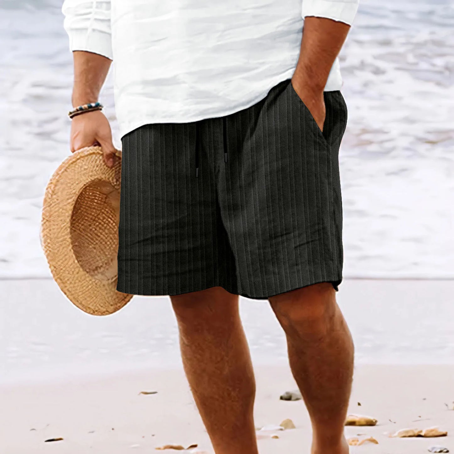 CHIROM SUPPLY Men's Hawaiian Beach Style Multi-Pocket Lightweight Comfortable Shorts